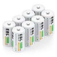 EBL Rechargeable D Batteries 10,000mAh High Capacity Lasting Rechargable Batteries, 8 Counts