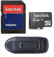 SanDisk 32GB MicroSDHC High Speed Class 4 Card with MicroSD to SD Adapter and USB SD Reader