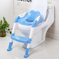 Sagton ( US Stock ) Potty Training Seat for Kids,Baby Child Potty Toilet Trainer Seat Step with Ladder, Portable Adjustable Footrest Safe and Comfortable Handles Training Chair (Blue)
