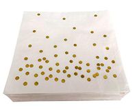 United Unicorns - 50 pk - best white napkins with gold foil dots for birthday, wedding, dinner party events & party supplies (gold)