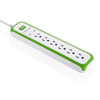 POWERADD 6-Outlet Surge Protector Power Strip Multi-Outlet Extension Cord, 5ft Extension Cord 10A/1250W 900J, Wall Mounted - Green