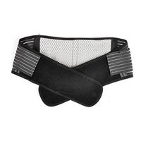 TINKSKY Portable Adjustable Elastic Infrared Self-Heating Magnetic Therapy Back Waist Support Lumbar Brace Belt Double Pull Strap Lower Pain Massager - Size S (Black)