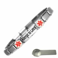 JSC Jewellery Daisy Charm Allergic to Latex Medical Alert Stainless Steel Bracelet