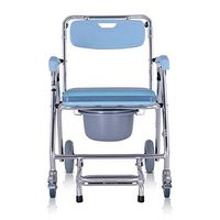 Folding Chair Old Man Wheeled Commode/Over Toilet Chair with Padded Seat and Back Wheelchair Bath Chair Moving Toilet Shower Brakes