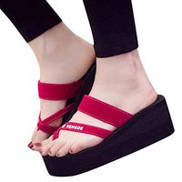 Amlaiworld Summer Women Sandals Non-Slip Flip Flops Sandals Flat Beach Slippers Shoes (US：5, Hot Pink-1)