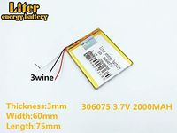 3lines 3.7V 1800mAh 306075 Lithium Polymer Ion Rechargeable Battery Lithium Polymer Li-Po Battery for MP4 GPS MP3 Bluetooth Stereo DIY Gift