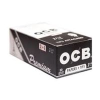 OCB Premium Rolling Papers W/Tips 1 1/4 50 Leaves UNFLAVORED Flavor Pack of 24