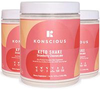 Konscious Keto Shake: MCT Oil, Avocado Oil, Grass Fed Protein, Low Carb High-Fat Keto Meal Replacement (Strawberry Cheesecake) (3-Pack)
