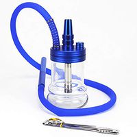 Hookah Set, Portable Easy to Clean Single Hose Hookah Complete Set Not Tilting Glass Single Shisha Hookah Set Easy to Disassemble Durable Arabian Hookah Set,Blue