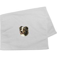 Cherrybrook Dog Breed Embroidered Anvil Hand Towel - White - Australian Shepherd