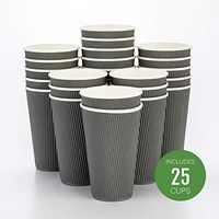 16 oz Gray Paper Coffee Cup - Ripple Wall - 3 1/2" x 3 1/2" x 5 1/2" - 25 count box - Restaurantware