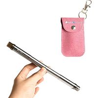 DIDA Reusable straws Stainless steel straws Foldable straw Telescopic Folding Adjustable straw Portable Keychain Case with Cleaning Brush (Red, Thick)