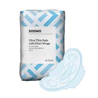 Amazon Brand - Solimo Ultra Thin Pads with Flexi-Wings for Periods, Extra Long Super Absorbency, Unscented, Size 3, 28 Count