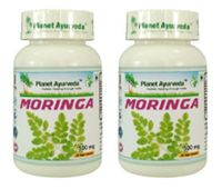 Moringa Capsules - 2 Bottles (Each 60 Capsules, 500mg) - Planet Ayurveda - US Seller