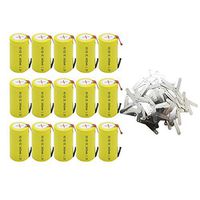 QBLPOWER 15Pcs SubC Sub C Battery with Tabs NiCd Rechargeable 3400mAh 1.2V for Power Tool with Solder Tabs