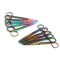 DDP Set of 12 Multi Titanium Color Rainbow Operating Scissor Sharp/Sharp 5.5" Straight & Curved Stainless Steel