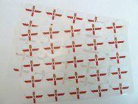 Minilabel Pack Of 50 , Heart Shape 35X23mm , Northern Ireland Self-Stick Flag Stickers Ulster Banner Self-Adhesive Labels