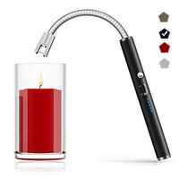 Boncas Flexible Arc Lighter USB Candle Lighter Plasma Lighter Rechargeable Windproof Lighter Long for Household Camping Cooking BBQ Black (Candle Not Included)