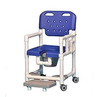 IPU ELT817 P FRLDA Elite Shower Chair Commode with Footrest and Left Drop Arm for use Over existing Toilet, Bedside, and in The Shower (Blue)