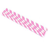 25Pcs Disposable Striped Paper Straws for Wedding Drinking Party Supplies (Pink)