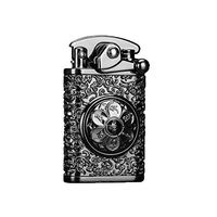 Creative Old-Fashioned Operating Alloy Rotating disc Retro Personality Rocker Kerosene Lighter Man is Send His Boyfriend?Father Best Gift (Black)
