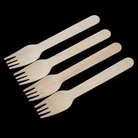 ZHONGJIUYUAN 200-Piece Birchwood Compostable Forks 6.3inch