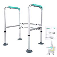 AXD Toilet Safety Rail, Adjustable Aluminium Toilet Surround Frame, Anti-Slip Handrail Grab Bar, for Elderly Disabled with Floor Fixing Feet