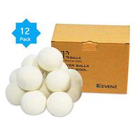 12-Pack Kevenz XL Premium Australian Wool Dryer Balls,Reusable Organic Natural Fabric Softener and Static Reducer Ball (White,12-Pack)