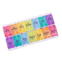 Angmile Portable Pill Organizer Weekly 7 Day Travel Pill Box Medicine Vitamin Plastic Case Press Type Pill Organizer Press-Open Design(14 Grids)