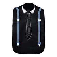 Modaliv Adult Bib for Men - Embroidered Waterproof Clothing Protector with Crumb Catcher - Reusable - Machine Washable (Tie and Suspenders)