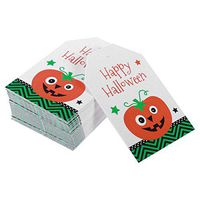 BESTOYARD 48-50pcs Tags Message Cards Party Favors Baking Biscuit Candy Treats Bags Boxes Paper Tags Labels (Square,Pumpkin)