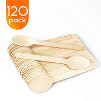 Disposable Wooden Spoons 120 Packs, 6.25 Inch Natural Birchwood Biodegradable Utensils Cutlery, Eco-Friendly Green Wooden Spoons