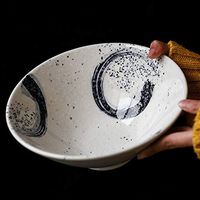 AXZHYX Bowl Soup Bowl Big Bowl Ramen Bowl Hot Dry Noodles Dish Bowl Salad Bowl Fruit Bowl Household Ceramic Tableware Hotel Tableware Home Noodles Boiled Fish Soup Bowl