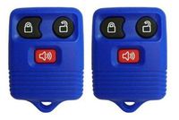 AmericanAutomotiveSupply - 2 BLUE Replacement New Keyless Entry 3 Button Remote Car Key Fobs for Select Ford, Lincoln, Mercury WITH Free DIY Instruction Guide