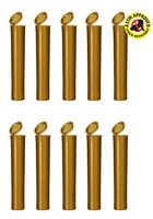 EZtube 10-Pack Squeeze Top Joint Blunt Cigarette Doob Tube Holder Waterproof Airtight Smell Proof Odor Sealing Container (Gold, Small)