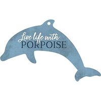P. Graham Dunn Live Life with Porpoise Nautical Blue 3 x 2 Wood Hanging Gift Wrap Tag Charms Set of 5