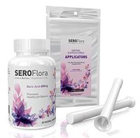 Seroflora Boric Acid Suppositories 600mg with Vaginal Applicator, 28 Suppositories - 28 Applicators - pH Balance for Women, Feminine Care - Made in USA