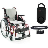 S-Ergo 125 Ergonomic Wheelchair | Seat Size 18" X 17" | Flip-Back Armrest | Swing Away Footrest | Frame Color Red & Free 130 dB Black Safety Alarm! + Black Belt!