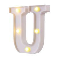 LED Marquee Letter Lights, 26 Alphabet Light Up Letters Sign Perfect for Night Light Wedding Birthday Party Home Bar Decoration Christmas Lamp(White,U)