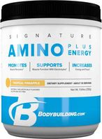 BodyBuilding.Com Signature Amino Plus Energy Powder | Essential Amino Acids and Caffeine | Nutrition Supplement | Promote Energy and Recovery | 30 Servings, Tropical Pineapple