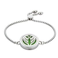 GelConnie Angel Wing Essential Oil Diffuser Bracelet Stainless Steel Bracelet Fragrance Locket Aromatherapy Jewelry for Women, Mom BDFL357