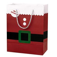 Crisky Merry Christmas Santa Claus Gift Bags, Deep Red, High Quality Medium Bags 12 Pcs, 10" x 8" x 4"