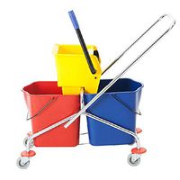 Xiaochongshan Mop Cleaning Bucket,Double Barrel Water Press Broom Mop Bucket,Mop Bucket Squeeze Bucket Squeezer Mop Cleaning Cart Mop Bucket Squeeze (Color : Yellow, Size : 44x85x98cm)