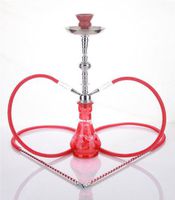2 hose 21" Morocco Red Hookah Shisha Nargila water glass vase pipes smoke sale