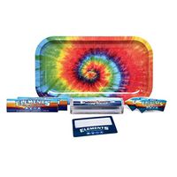 Elements King Size Rice Rolling Papers (2 Packs), Perfecto Roll Up Cone Tips (2 Packs), 110mm Cone Roller, Magnifying Scoop Card, Rolling Paper Depot Rolling Tray (Tie Dye) – 7 Items – Bundle