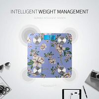 Bluetooth Body Fat Scale Graphical Floral Pattern Leaves Fantasy Smart Wireless Scale with LCD Display Measuring Body Weight Bmi and Health Digital Scale