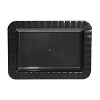 Party Essentials N577017 Deluxe Hard Plastic Rectangle Plate, 7" x 5", Black (Case of 420)