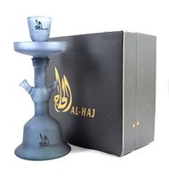 Al-Haj 100% Glass 13" Hookah Shisha Water Smoke Pipe Nargile 5 Colors + Colorful LED Lamp (Black)
