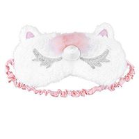 Cute Sleeping Eye Mask Plush Cat Sleep Mask Girls Sleeping Blinders Nap Eye-Cover for Travel and Home Silver