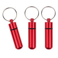 dailymall 3 Pieces Mini Waterproof Pill Case Box Organizer Holder with Keychain - Red